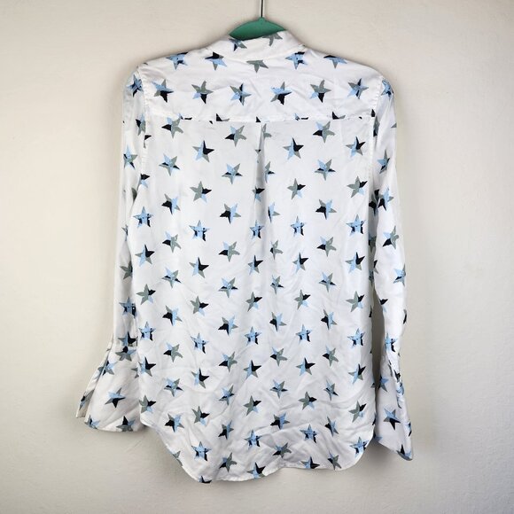 Equipment Femme 100% Silk Star Print Button Up Blouse sz S FLAWED - Picture 2 of 12